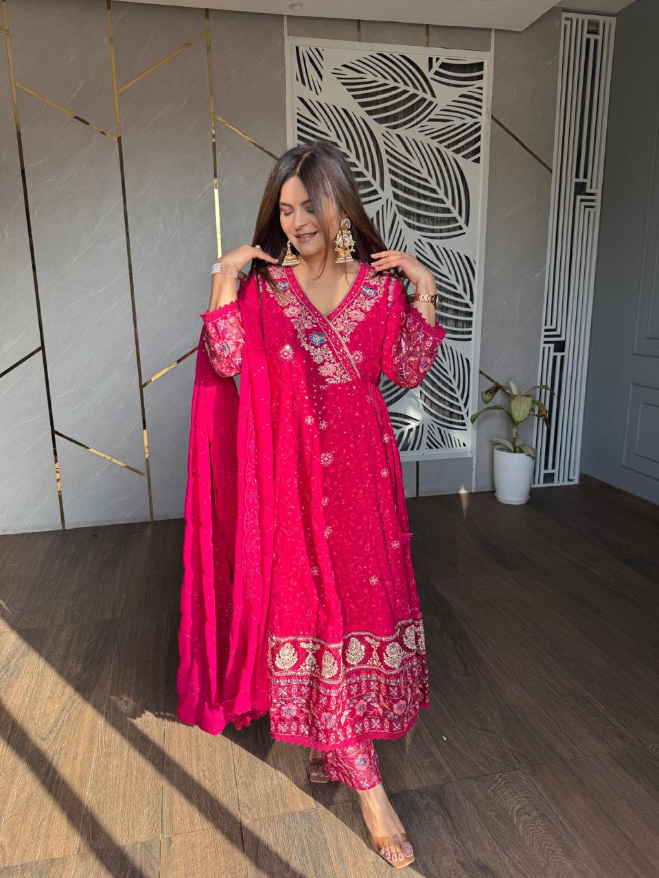 Angrakha style anarkali suit