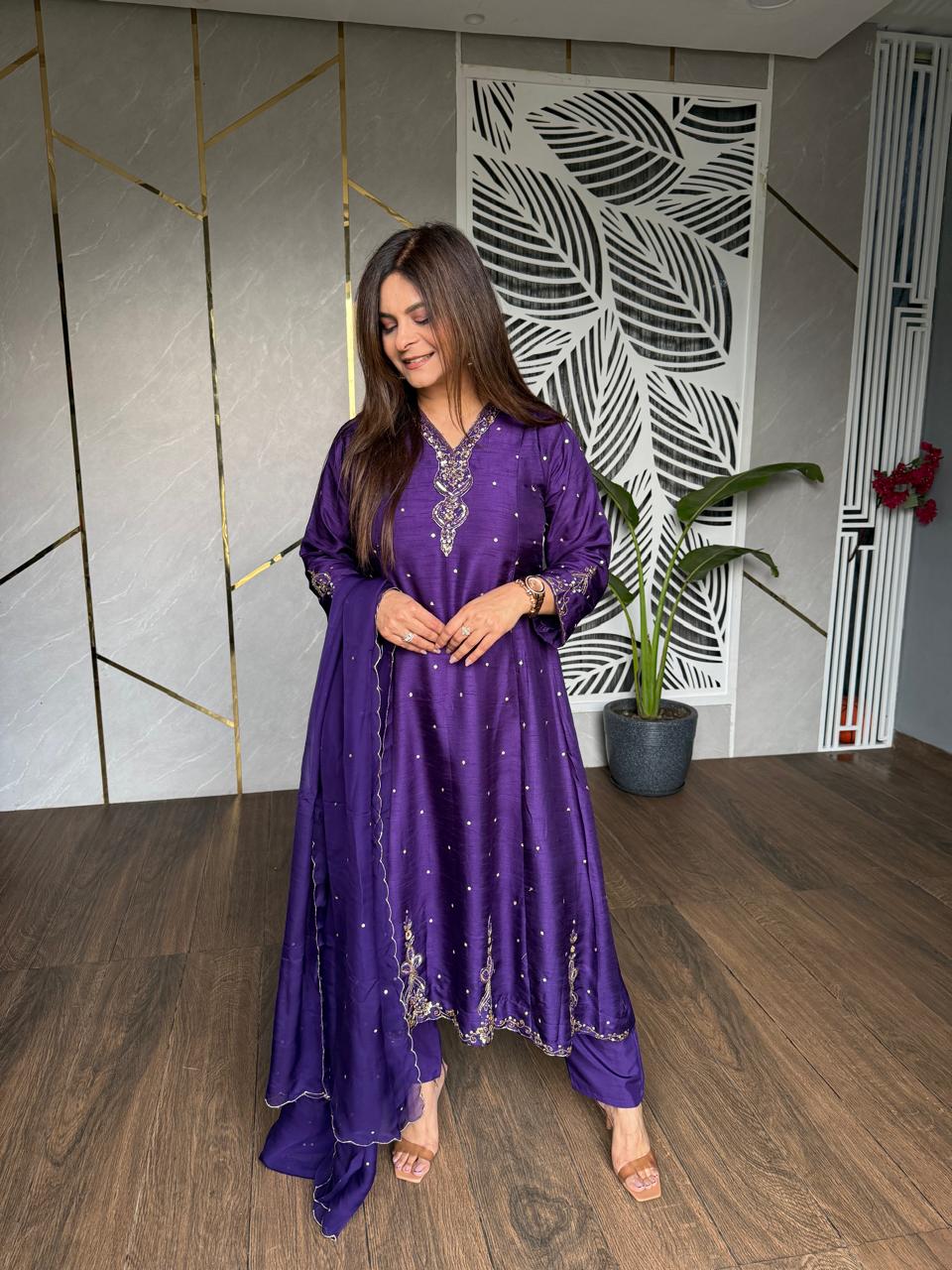 Pure silk anarkali suit