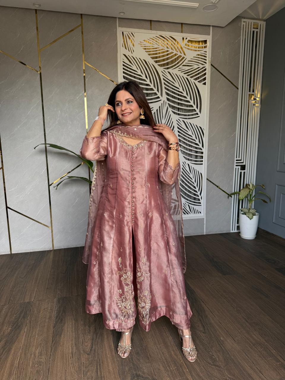 FLARRED ANARKALI HAND EMBROIDED LUXURY SUIT