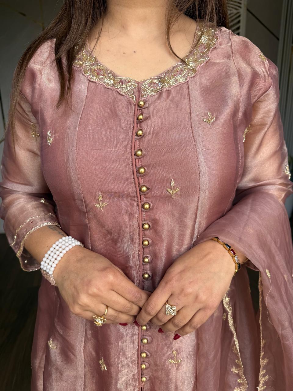 FLARRED ANARKALI HAND EMBROIDED LUXURY SUIT