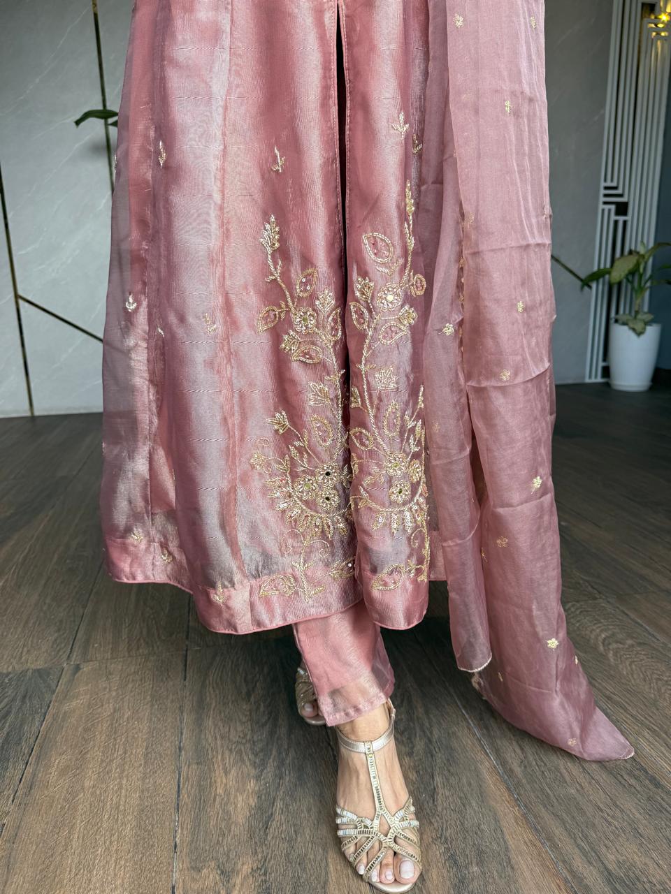 FLARRED ANARKALI HAND EMBROIDED LUXURY SUIT