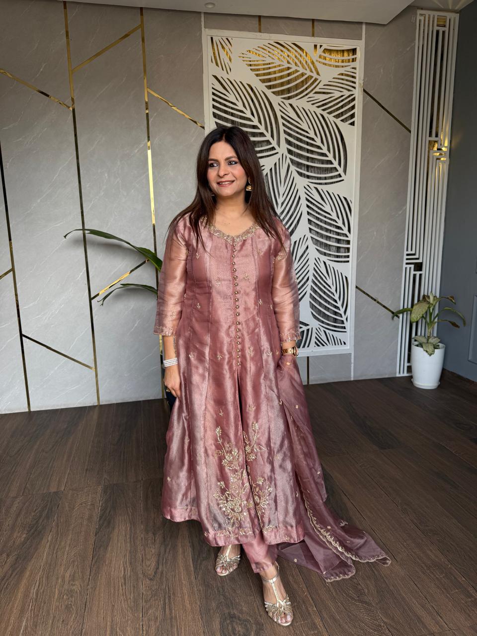 FLARRED ANARKALI HAND EMBROIDED LUXURY SUIT