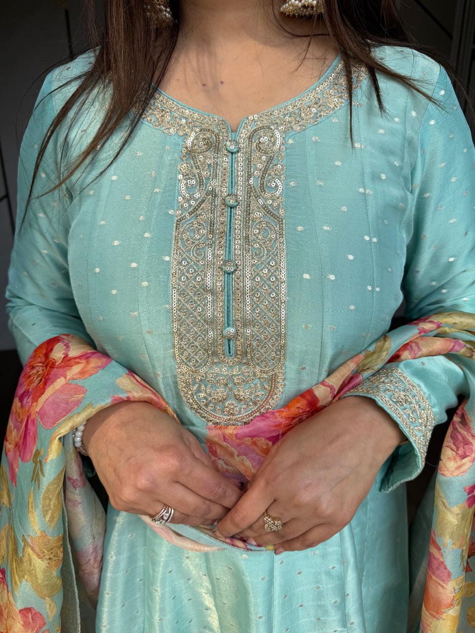 Kalidar anarkali organza suit