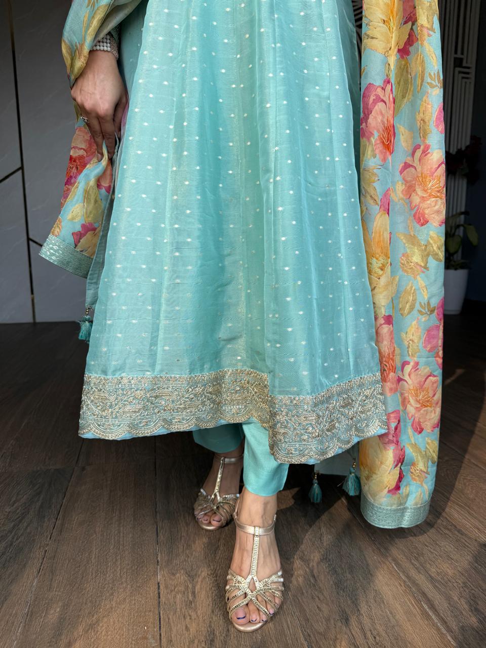 Kalidar anarkali organza suit