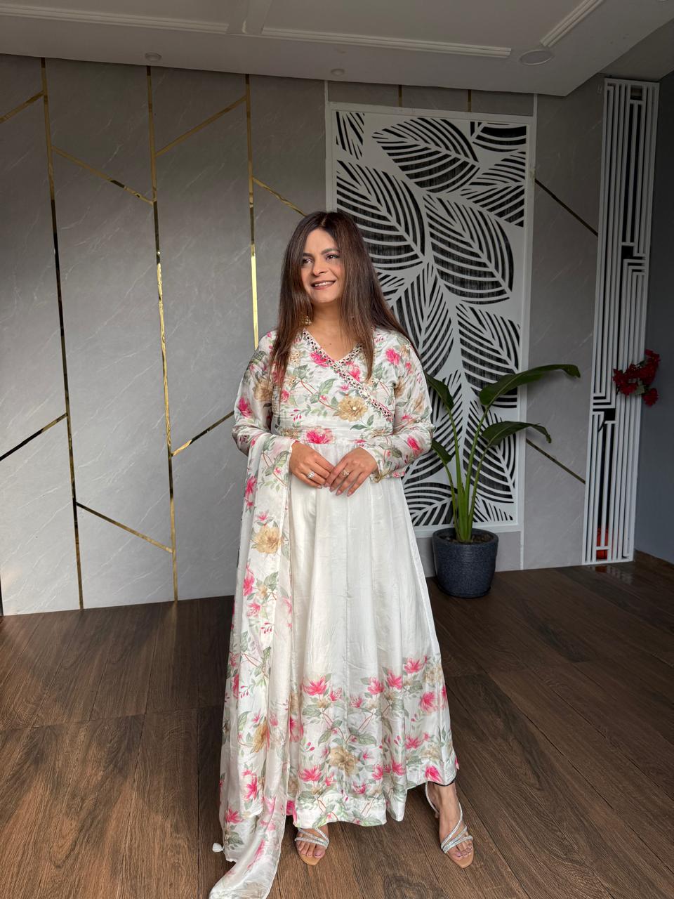 FLORAL SOFT ORGANZA ANARKALI SUIT