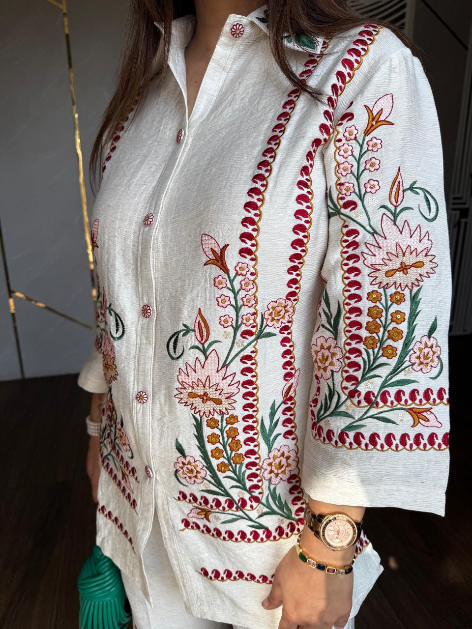 Imported linen embroided co-ords