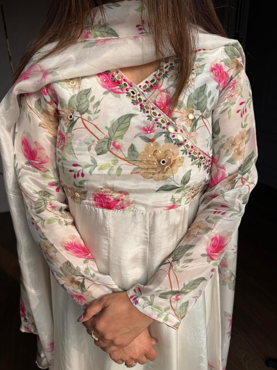 FLORAL SOFT ORGANZA ANARKALI SUIT
