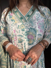 Cotton flarred summer print suit