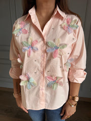 Cotton 3d flower embellished shirt (Net)