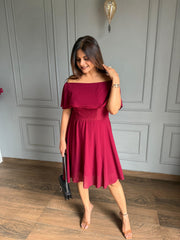 Super soft stretchable off-shoulder georgette dress (Amari)