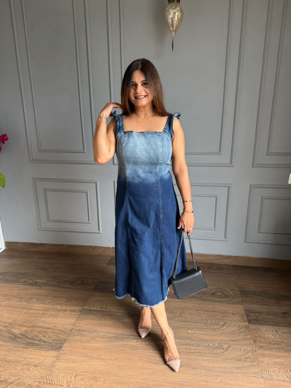 Denim calf length dress (Reena)