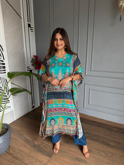 Beautiful real mirror detailing chinnon kaftan set (khushbu)