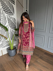 Beautiful digital printed C cut embroided suit (Huma)