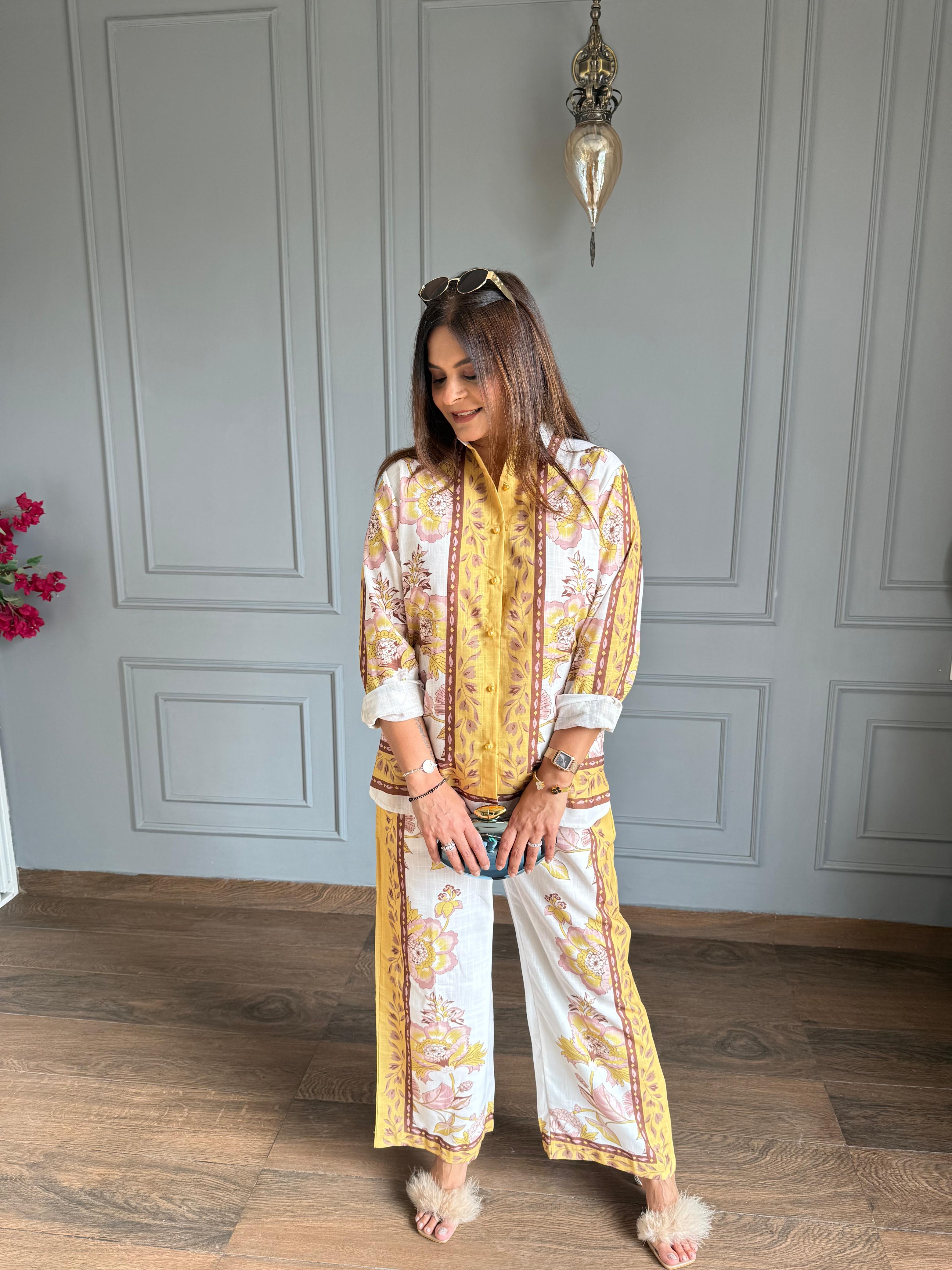 Greek print imported linen co-ord (Greek)