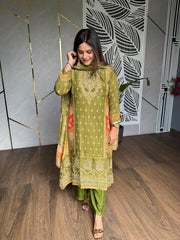 Tissue silk embroided suit (Saaz)