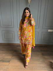 Farshi Salwar Crepe Hand Work Suit With Chiffon Dupatta (Sneha)
