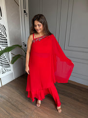 3 Piece georgette embroided co-ord set (Malabar)