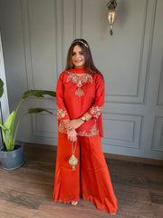 Short sharara suit with detailed handwork (Dilruba)