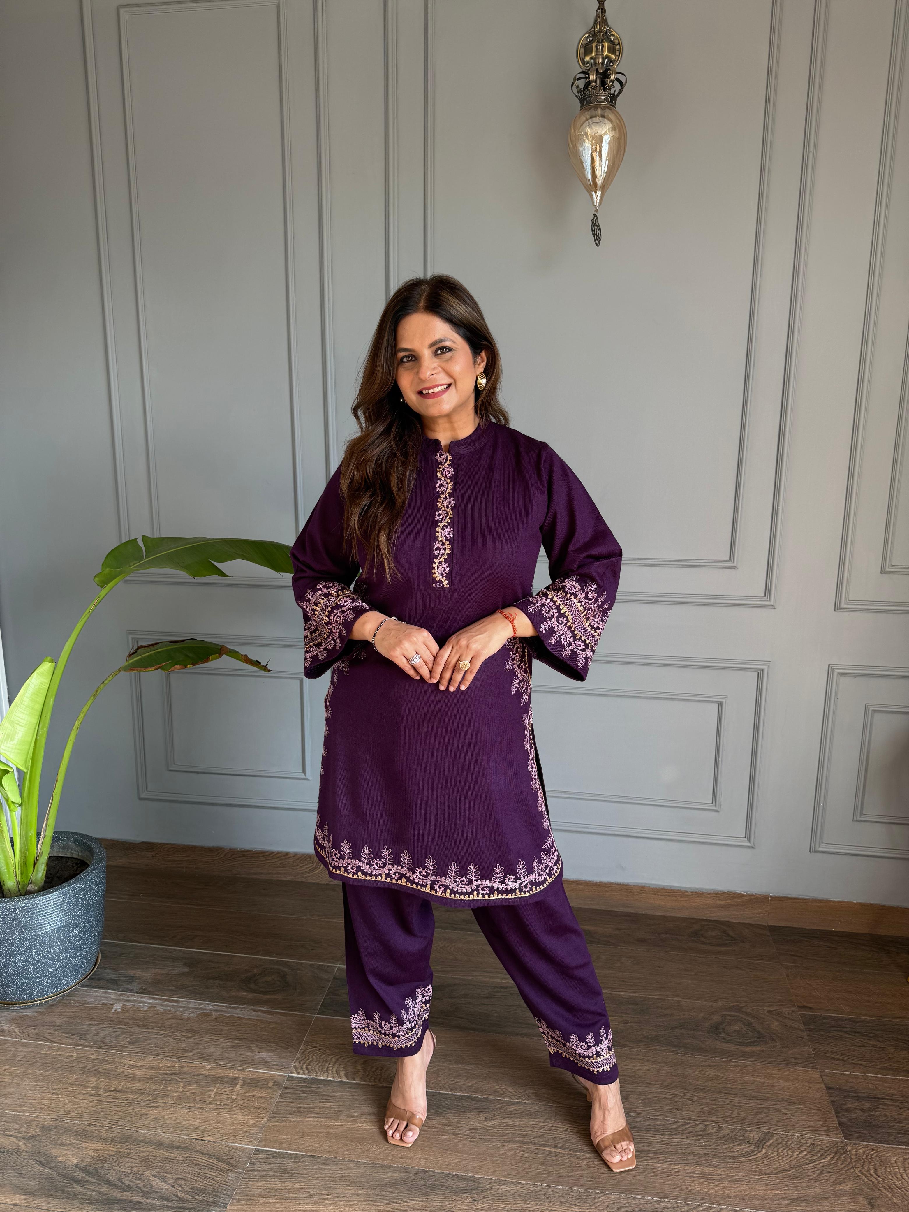 All new farshi salwar woollen embroided co-ord set (Noora)