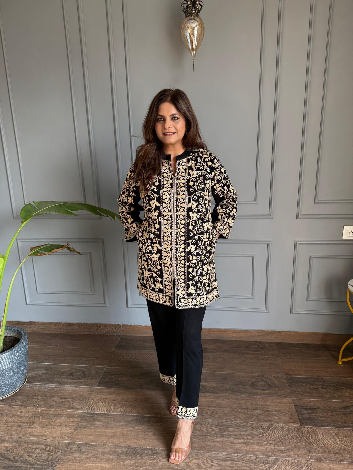 Woollen front back embroided co-ord set (Sureeli)