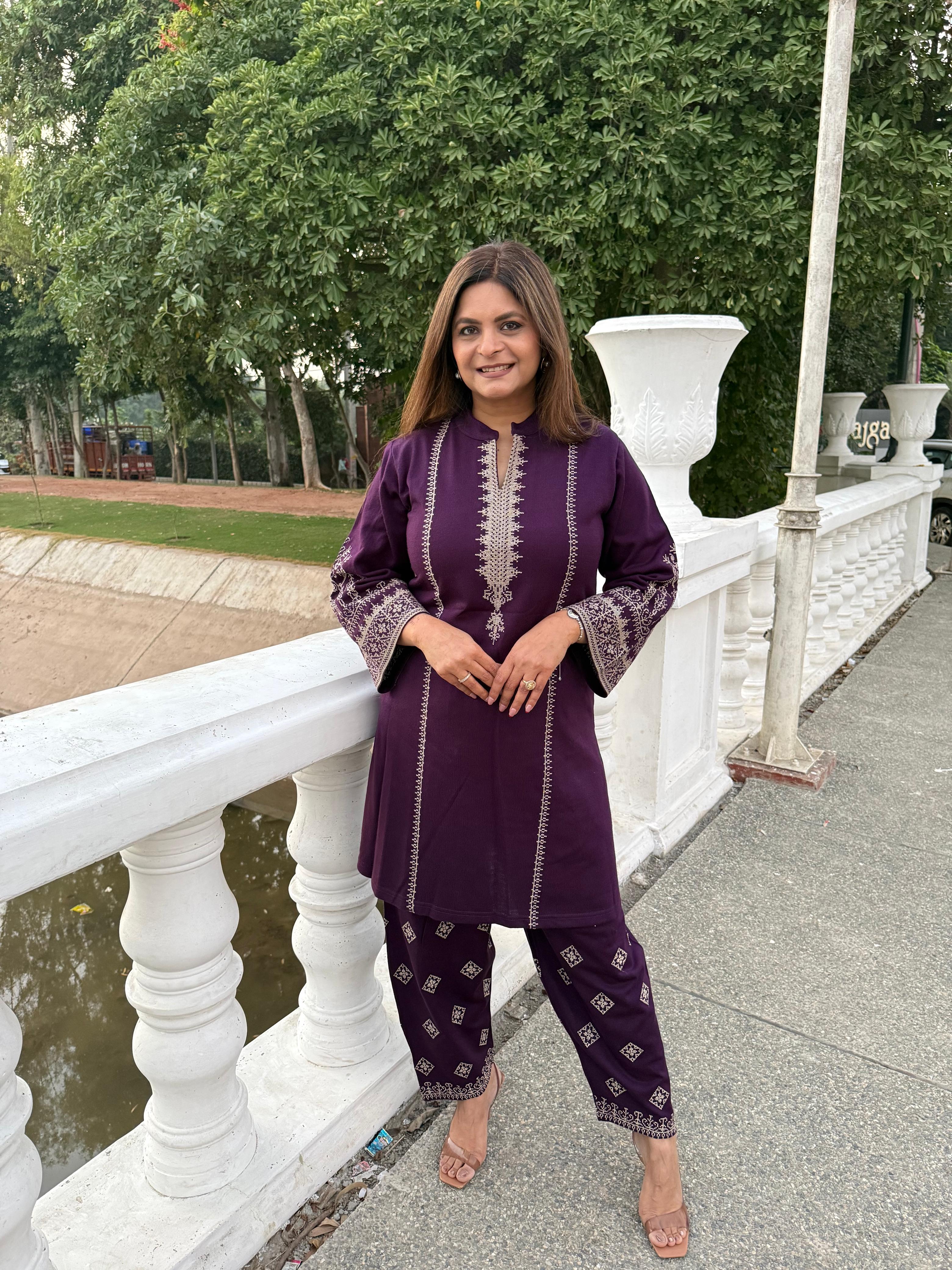 Gurnaaz 2 piece embroided woollen farshi salwar co-ord set