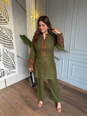 Embroided 2 piece woollen co-ord set (Olivia)