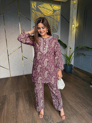 Full embroided corduroy with full lining co-ord set (Nehal)