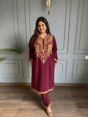 Imported stretchable woollen fabric kashmiri pheran set (Chamba)