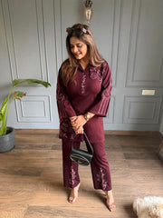 Pure woollen embroided co-ord set (Afza)