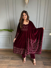 Velvet anarkali painted embroidered dress (Amira)