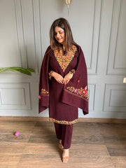 Kashmiri embroidered woollen shawl suit (Iqra)