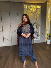 CONTRAST VELVET DUPATTA SUIT