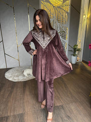 V NECK EMBROIDED CO-ORD (Reshma)