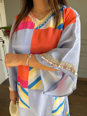 SUPER SOFT MUSLIN QUADRIC CO-ORD SET (SKY)