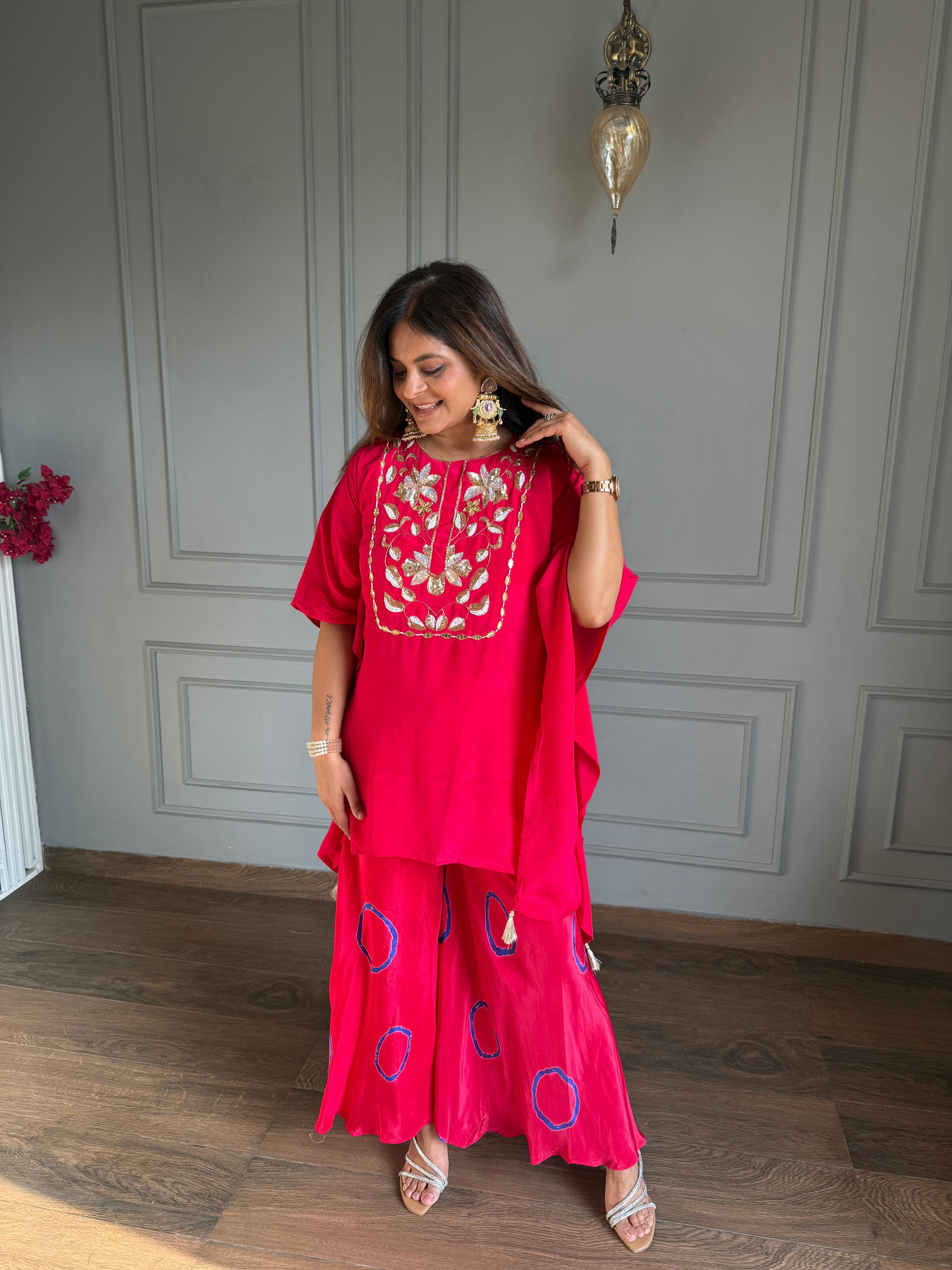 Crepe embroided kaftan set (Sprite)