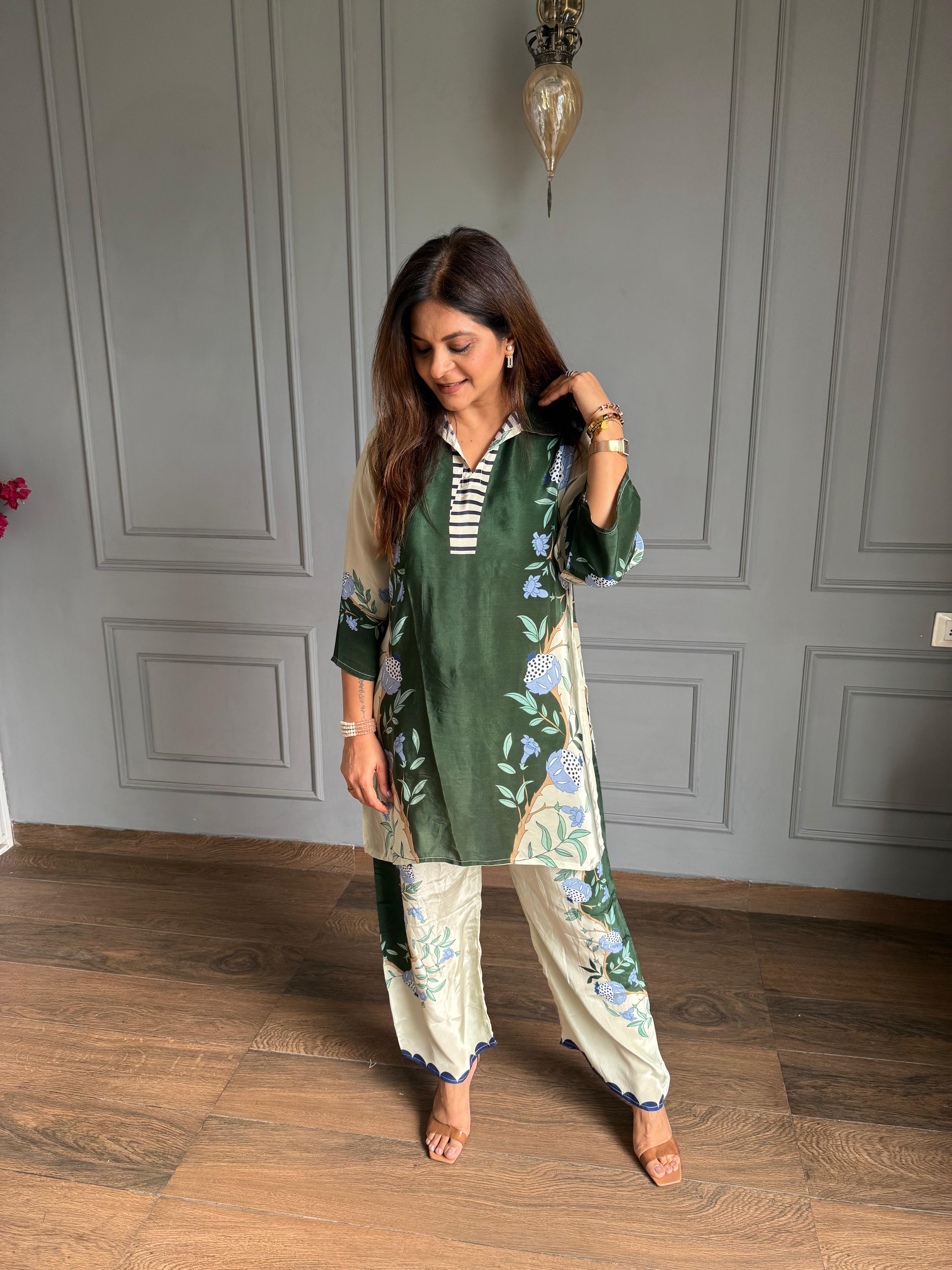 Crepe printed co-ord set (Labubu)