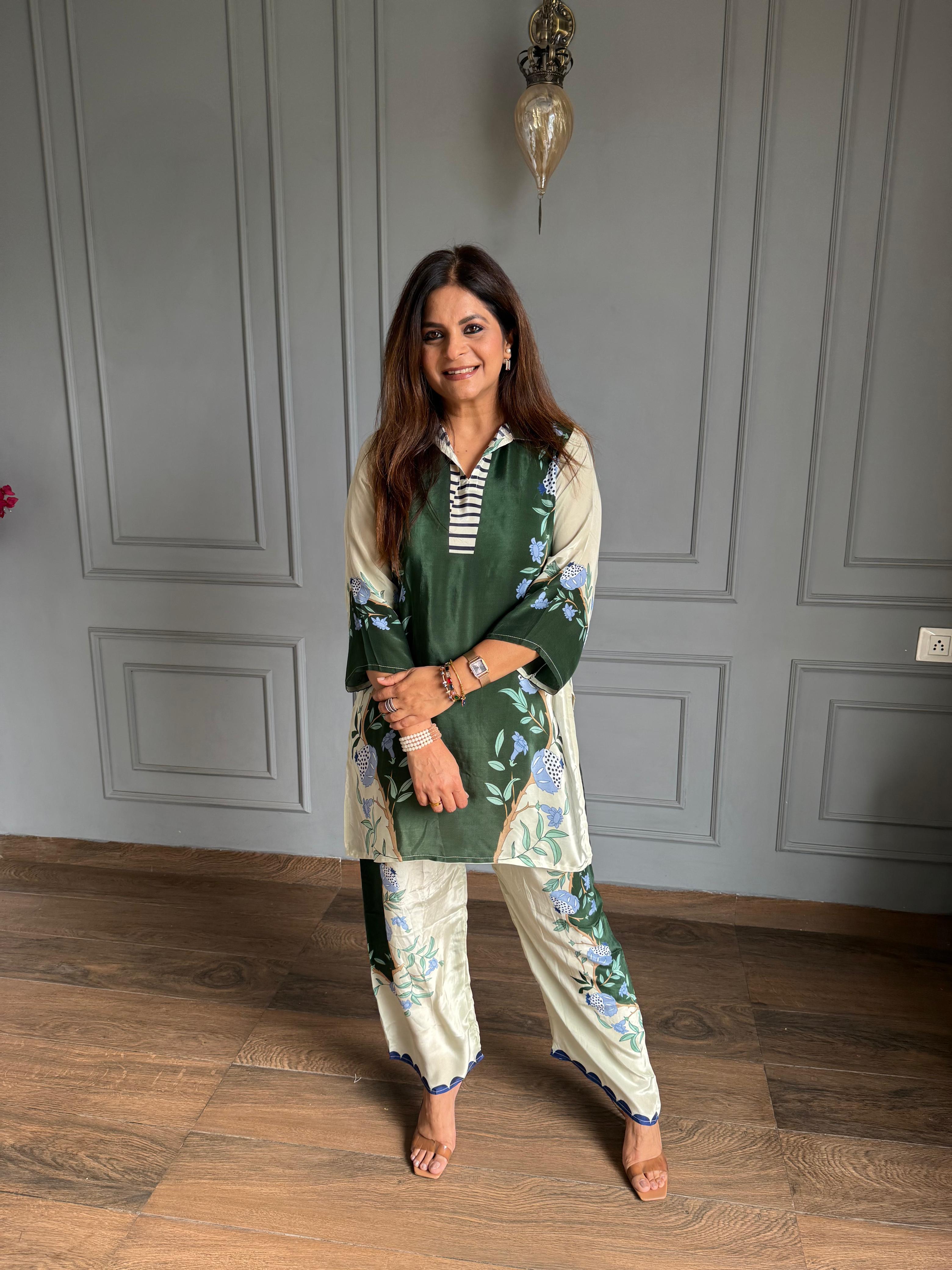 Crepe printed co-ord set (Labubu)