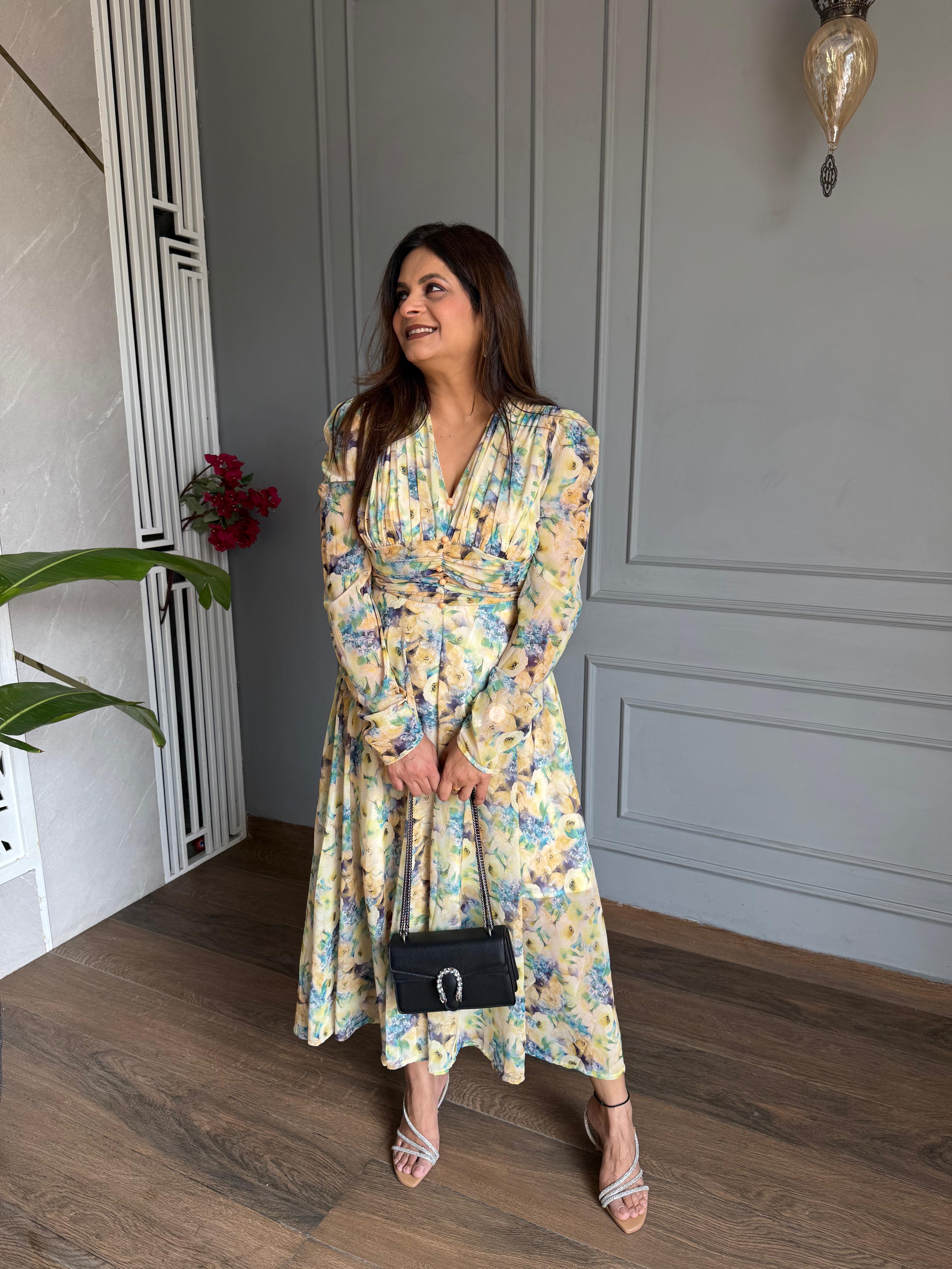 Cotton floral printed summer dress (Orchid)