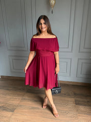 Super soft stretchable off-shoulder georgette dress (Amari)