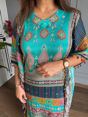 Beautiful real mirror detailing chinnon kaftan set (khushbu)