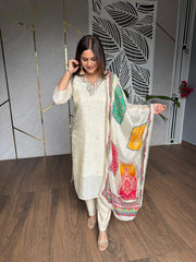 Embroided silk tissue suit lining on shirt (Rashmi)
