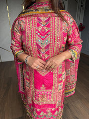Super pretty digital print embroided suit (Monsoon)