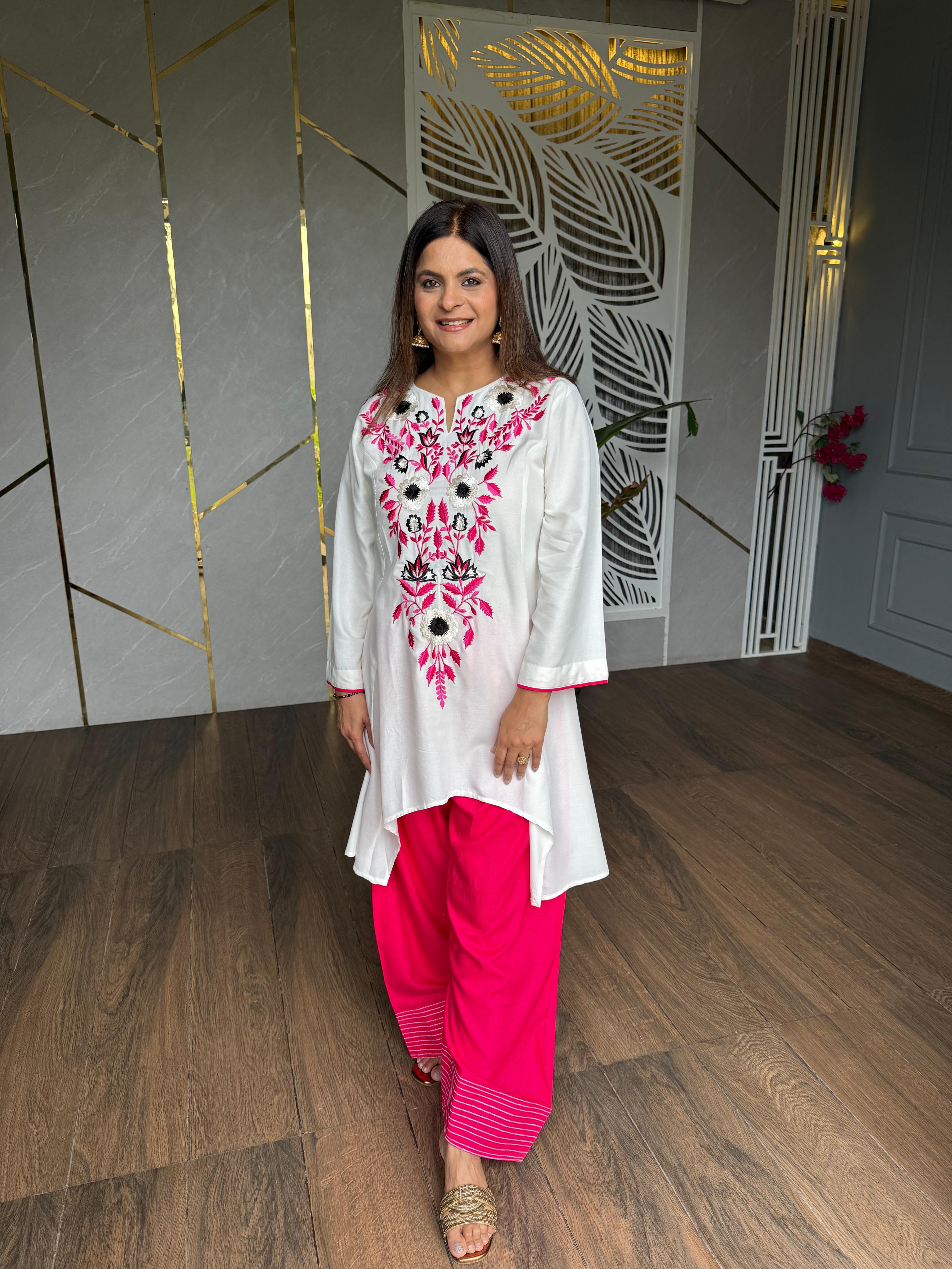 Farshi salwar cotton embroided co-ord set