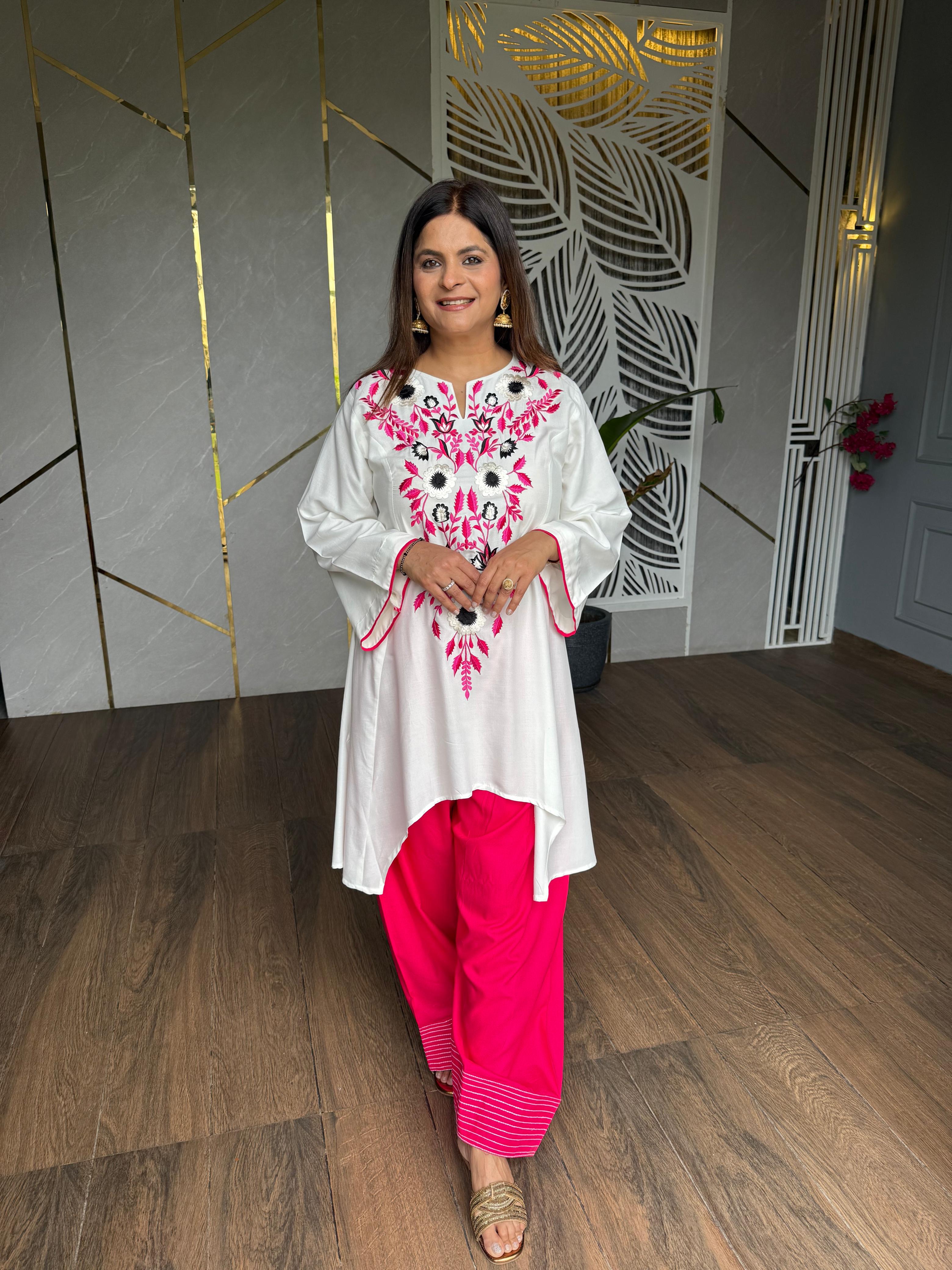 Farshi salwar cotton embroided co-ord set