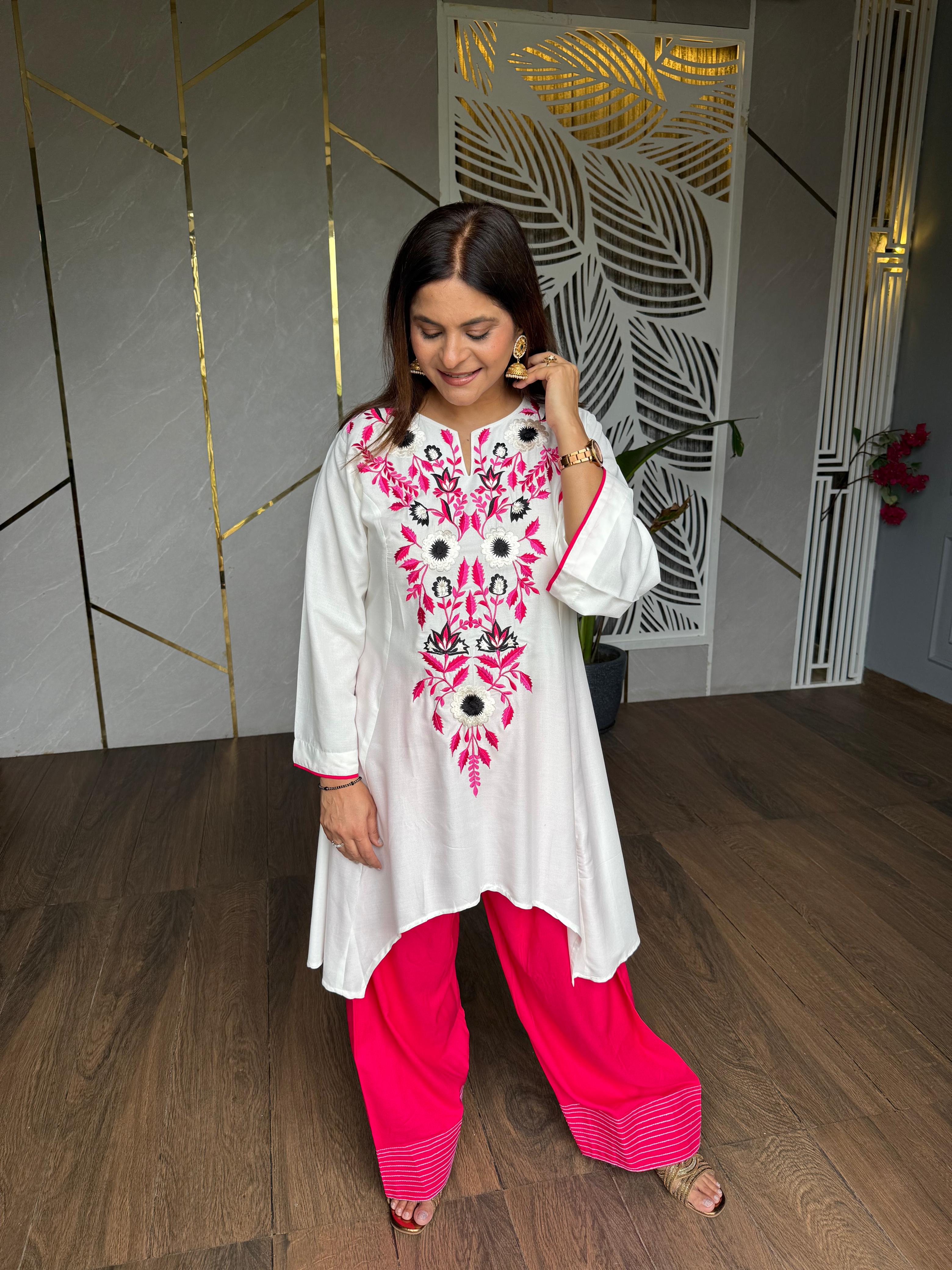 Farshi salwar cotton embroided co-ord set