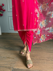 Hand work detailing silk cotton suit with organza scalping dupatta (Radha)