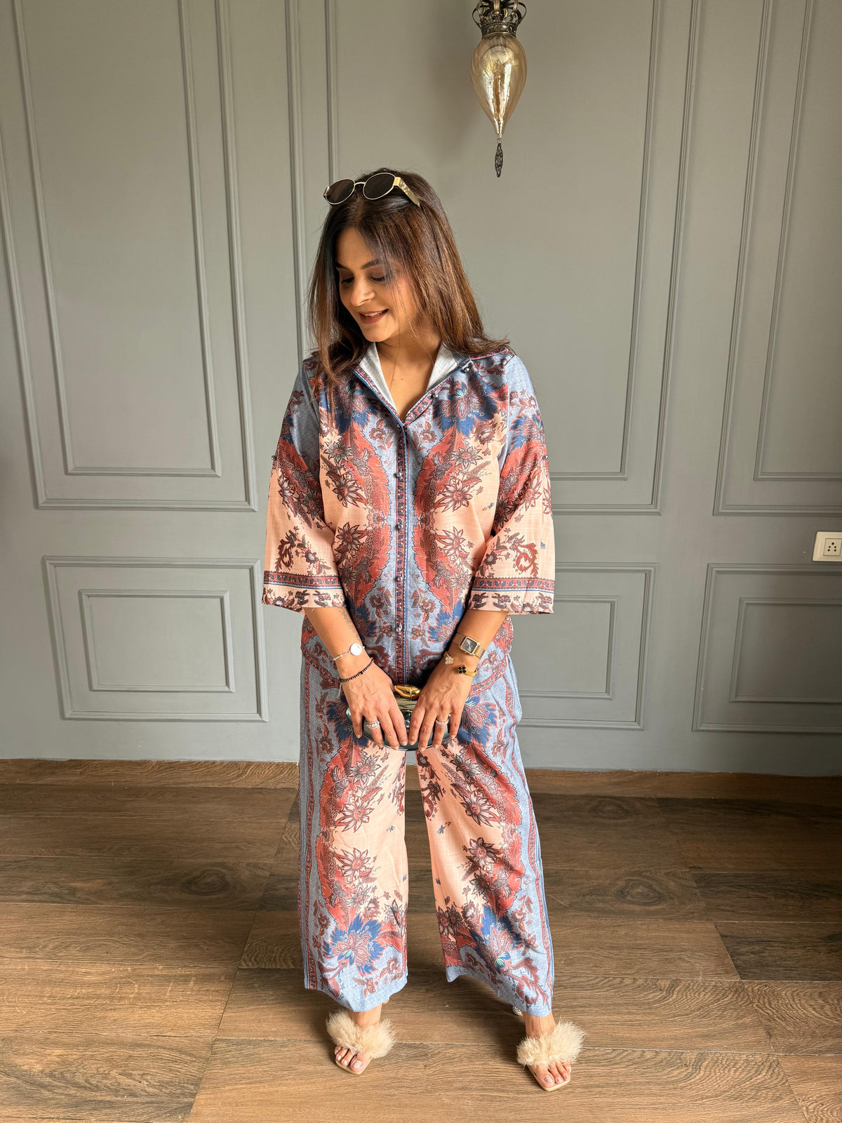 Greek print imported linen co-ord (Greek)