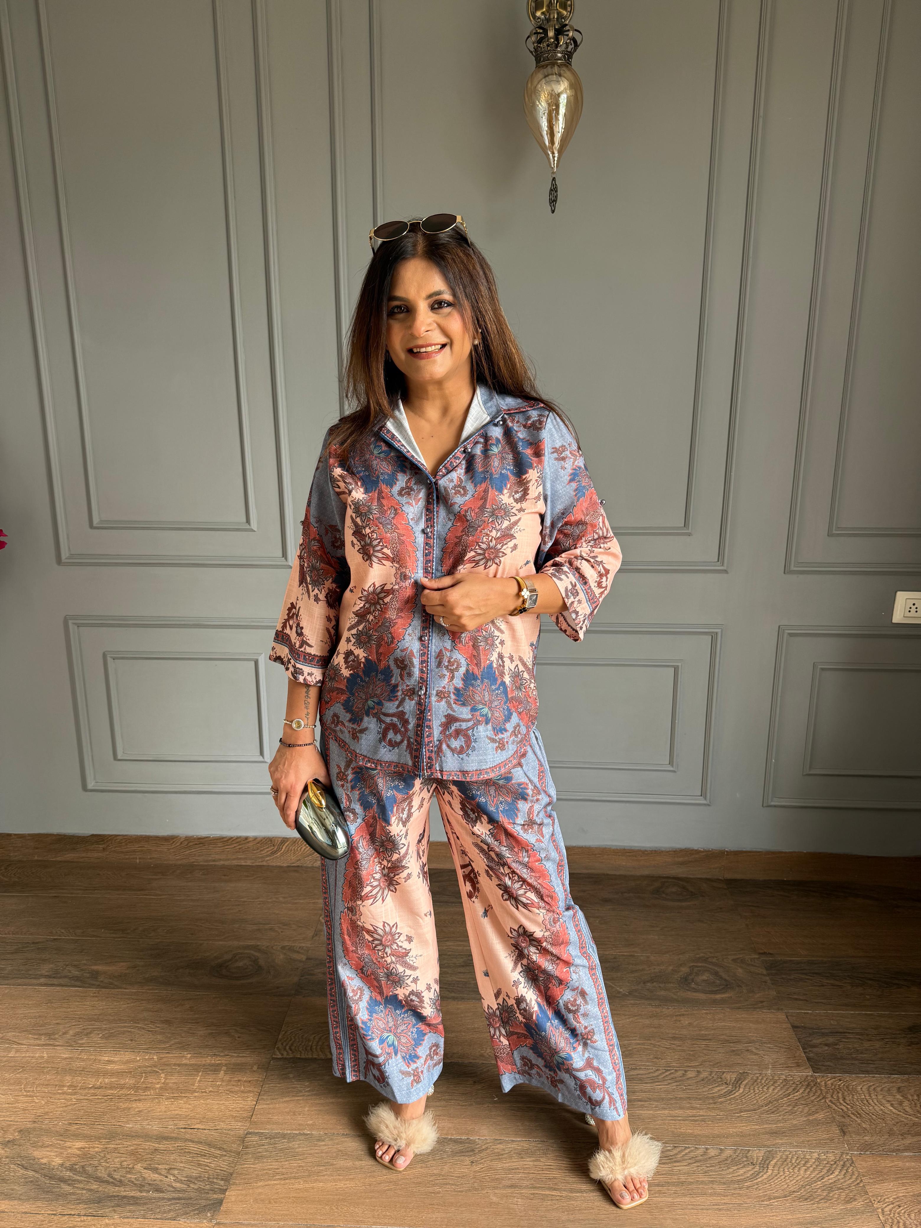 Greek print imported linen co-ord (Greek)