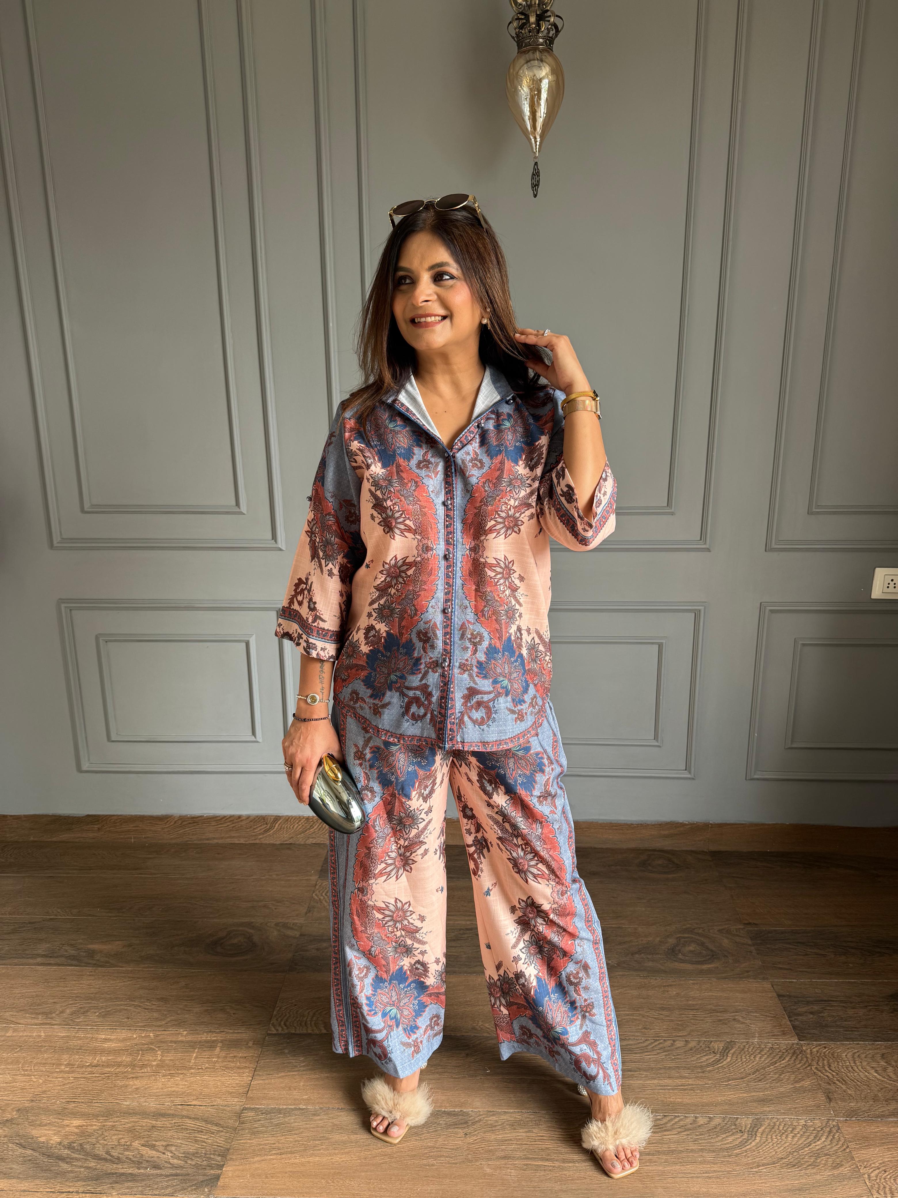 Greek print imported linen co-ord (Greek)