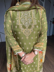 Tissue silk embroided suit (Saaz)